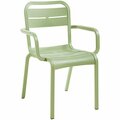 Grosfillex Cannes Sage Green Resin Stackable Outdoor Armchair - 4/Pack, 4PK 383UT511721SG